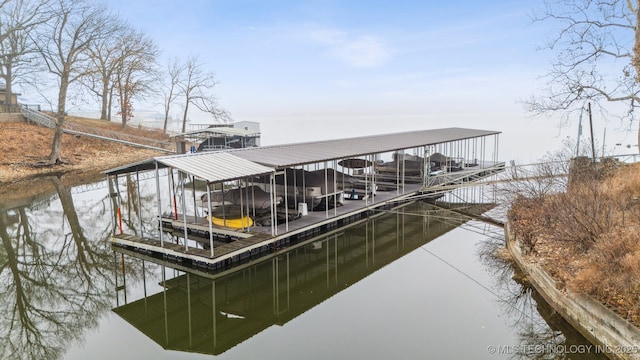 view of dock featuring a water view