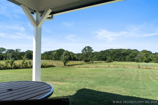 view of yard with a rural view