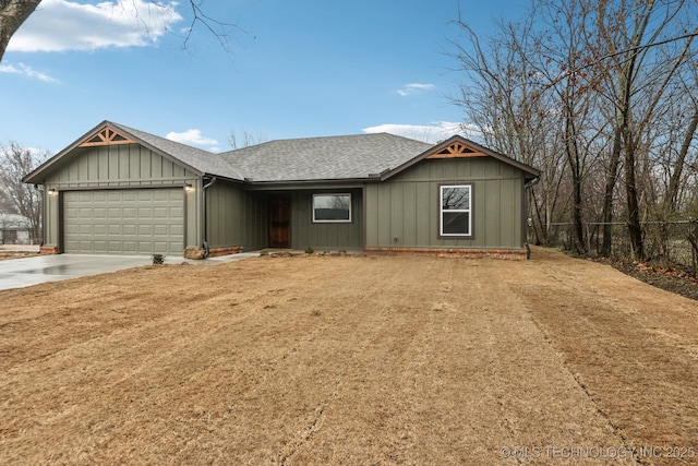 single story home with a garage