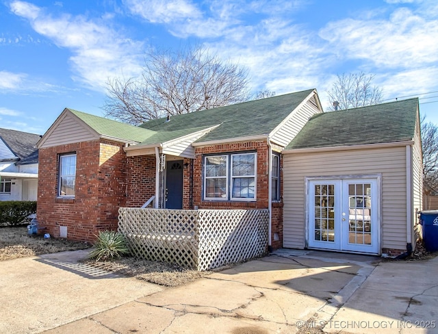 view of front of property featuring french doors