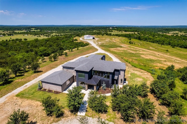 aerial view with a rural view