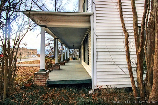 exterior space featuring covered porch