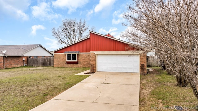 garage with a lawn