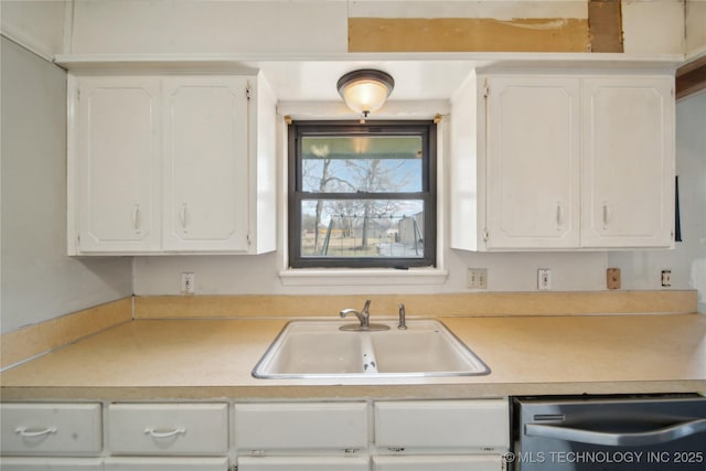 kitchen featuring white cabinetry, sink, and stainless steel dishwasher