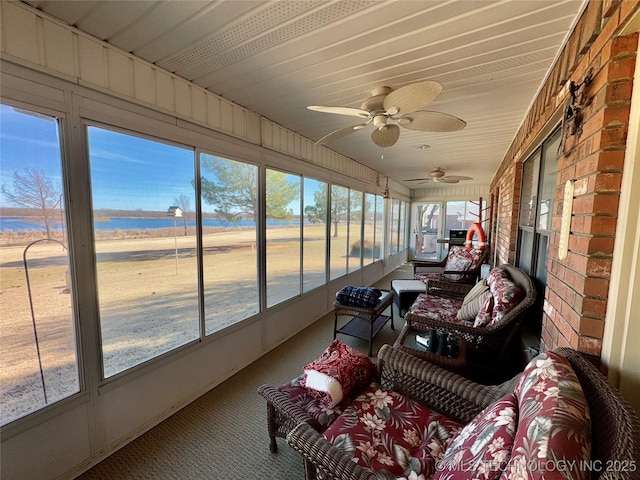 3 Huntly, Burneyville, OK 73430 - sunroom with a ceiling fan and a water view