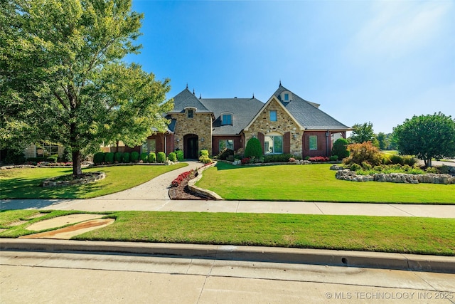 view of front of house featuring a front lawn