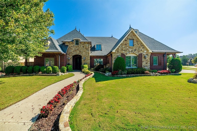 view of front of home with a front yard