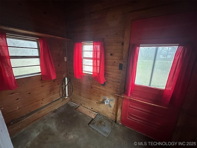 interior space with wood walls