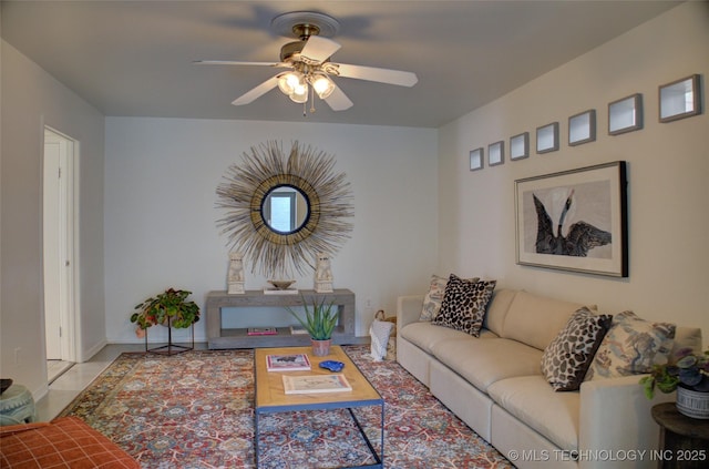 2411 E 72nd Pl Unit 2-A-3, Tulsa, OK 74136 - living area with ceiling fan and baseboards