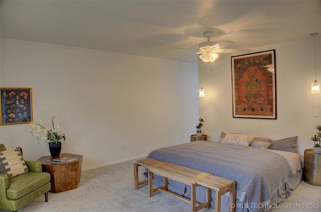 2411 E 72nd Pl Unit 2-A-3, Tulsa, OK 74136 - bedroom featuring light carpet, a ceiling fan, and crown molding
