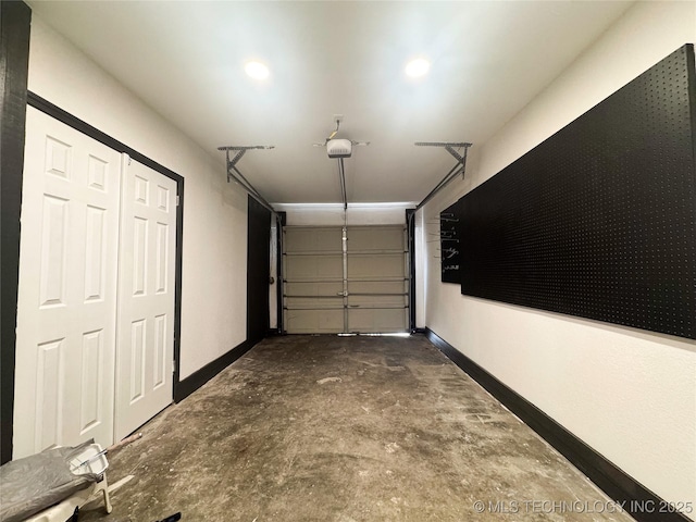 garage with baseboards