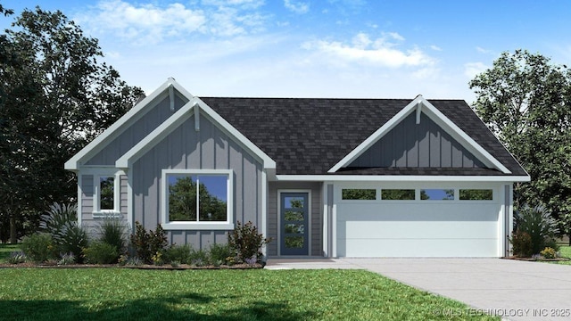 view of front facade with a garage and a front yard