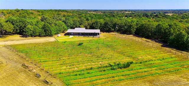 birds eye view of property with a rural view