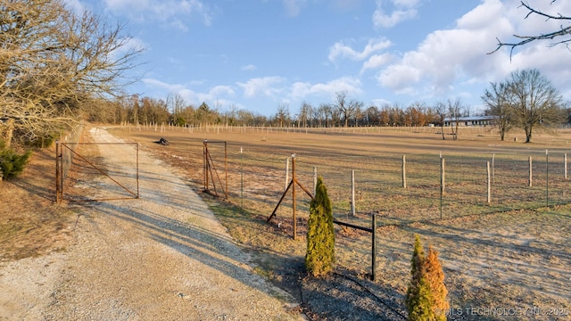 view of yard with a rural view