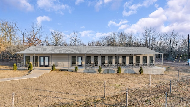 ranch-style home with french doors