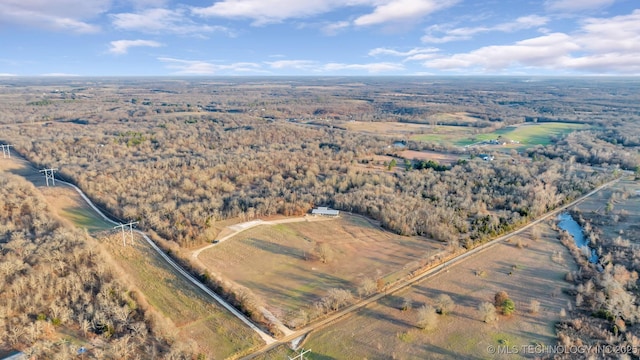 aerial view featuring a rural view