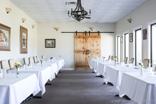 interior space with an inviting chandelier