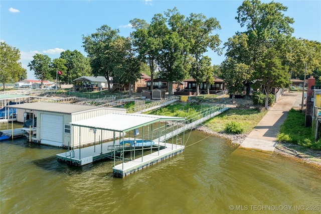 view of dock featuring a water view