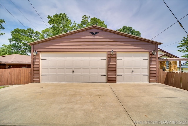 view of garage