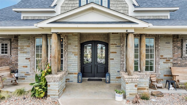 entrance to property featuring french doors