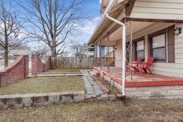 view of yard with a porch