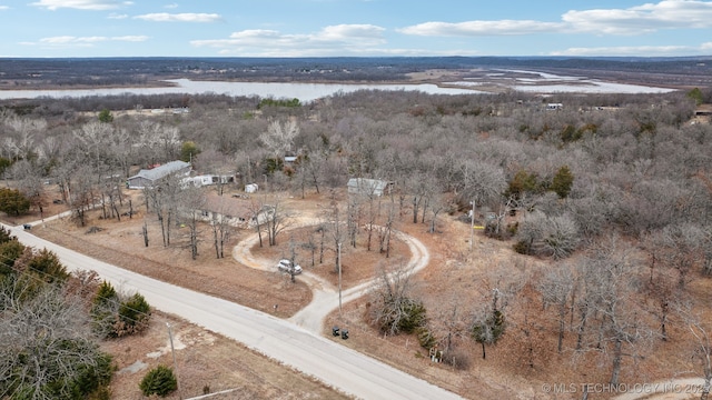 bird's eye view with a rural view and a water view