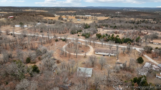 aerial view featuring a rural view