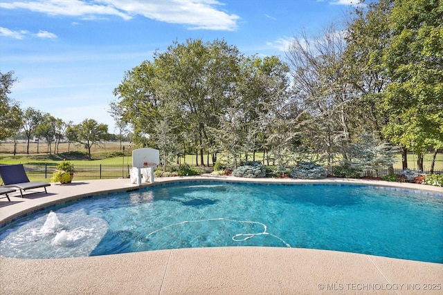 view of pool featuring a fenced in pool and fence