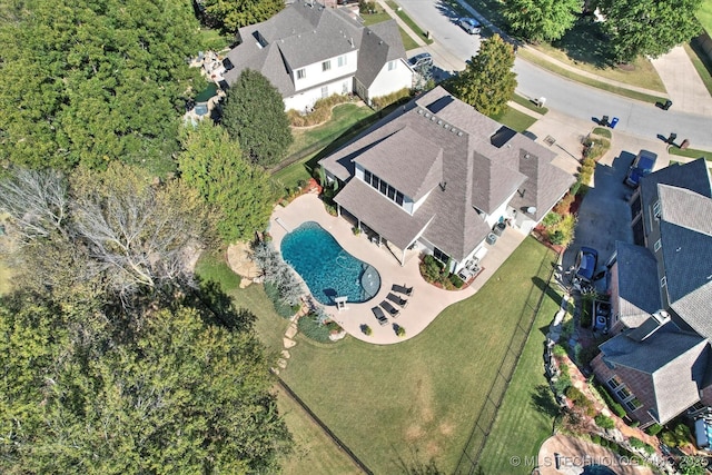 aerial view with a residential view