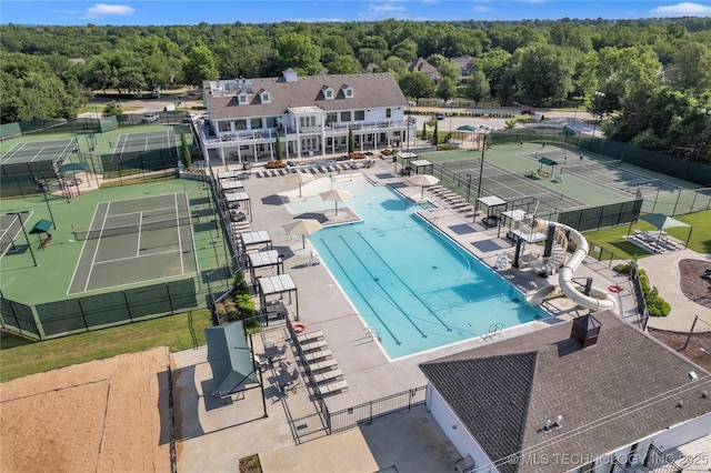 8117 E Freeport St, Broken Arrow, OK 74014 - drone / aerial view of a pool and a forest