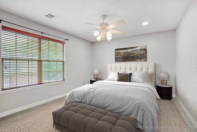 8117 E Freeport St, Broken Arrow, OK 74014 - carpeted bedroom featuring baseboards, ceiling fan, and recessed lighting
