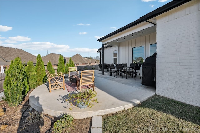 view of patio featuring an outdoor living space