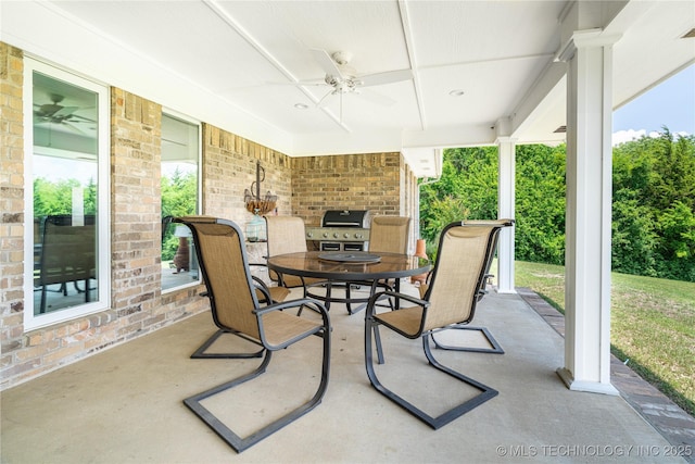 8775 Leonard St, Kingston, OK 73439 - view of patio featuring area for grilling and ceiling fan