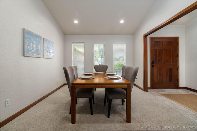 8775 Leonard St, Kingston, OK 73439 - dining area with vaulted ceiling and light colored carpet