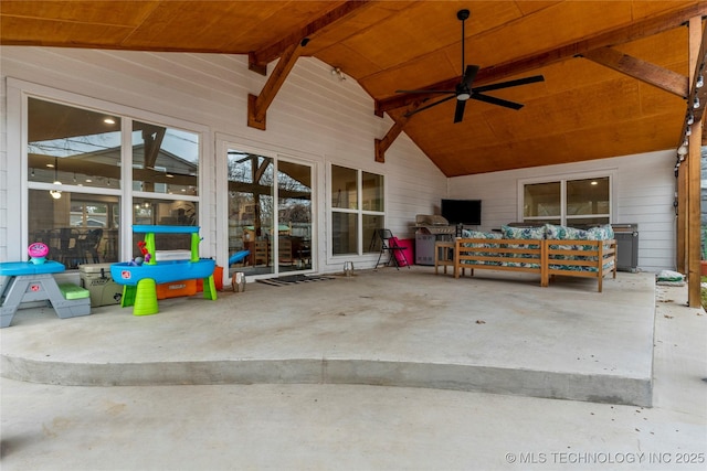 view of patio / terrace with an outdoor hangout area and ceiling fan