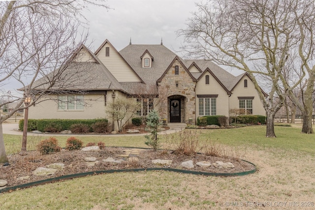 view of front of home with a front yard