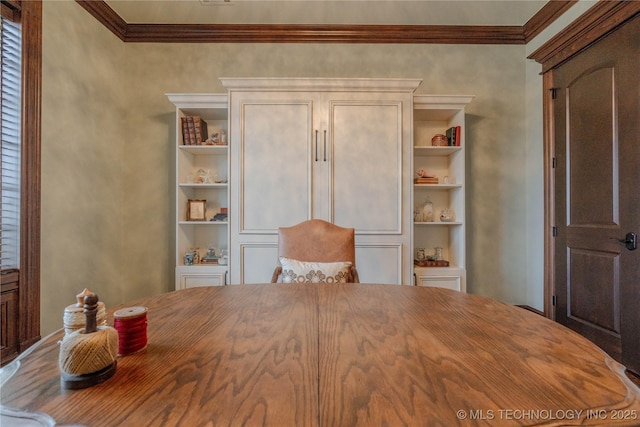 unfurnished bedroom with crown molding