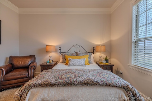 bedroom featuring crown molding