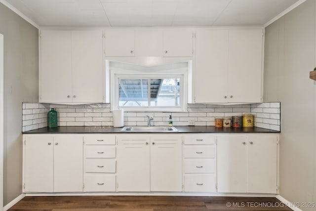 kitchen featuring white cabinetry, sink, and decorative backsplash