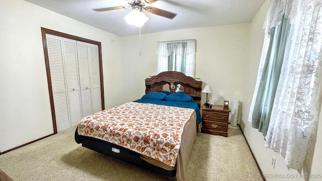 96848 S 4510th Rd, Vian, OK 74962 - carpeted bedroom with a closet and a ceiling fan