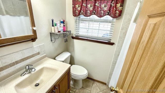96848 S 4510th Rd, Vian, OK 74962 - full bathroom with vanity, toilet, and tile patterned flooring