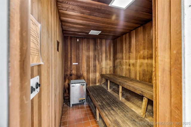 view of sauna featuring tile patterned flooring