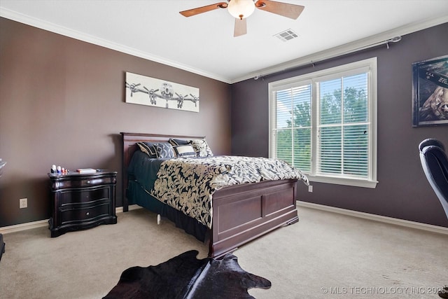 6215 E 86th Pl, Tulsa, OK 74137 - carpeted bedroom featuring ornamental molding and ceiling fan