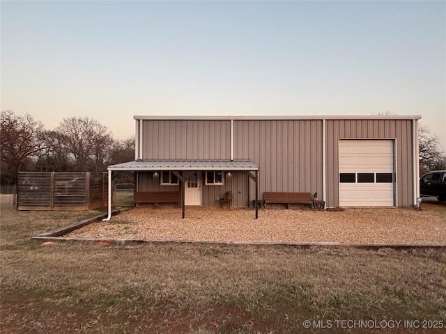 exterior space with a garage