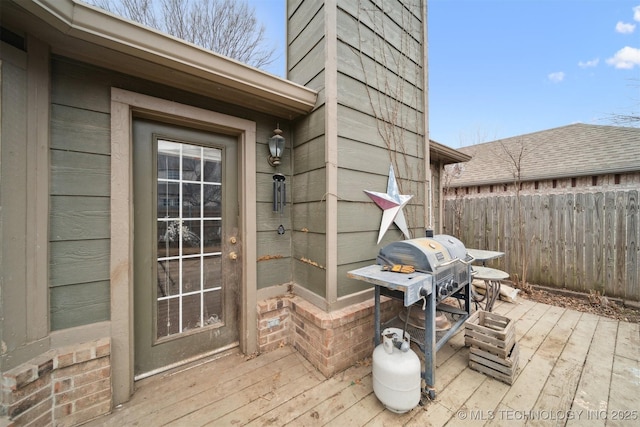 deck featuring area for grilling