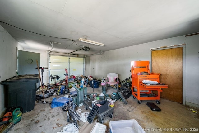 garage with a garage door opener