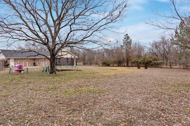 view of yard with a trampoline