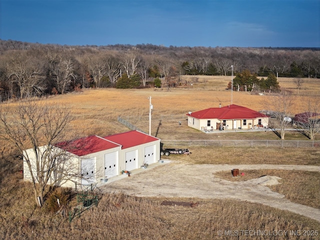 bird's eye view with a rural view