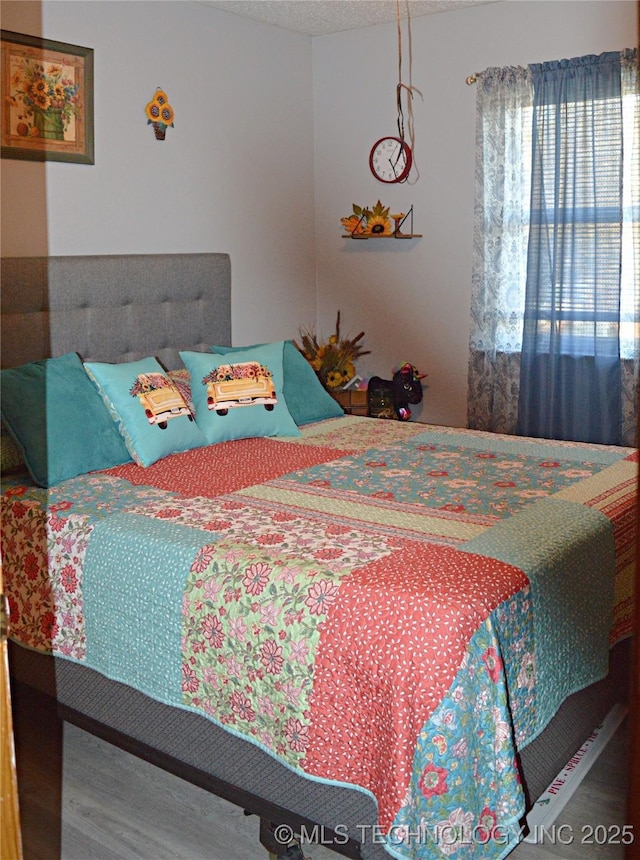 bedroom with a textured ceiling