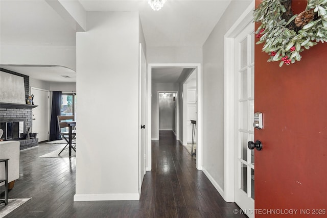 hallway featuring dark hardwood / wood-style floors